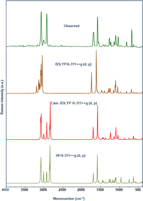 Observed and Calculated FT-Raman spectrum of 24DCA.