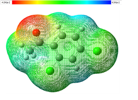 Calculated 3D Molecular electrostatic potential contour map of 24DCA.