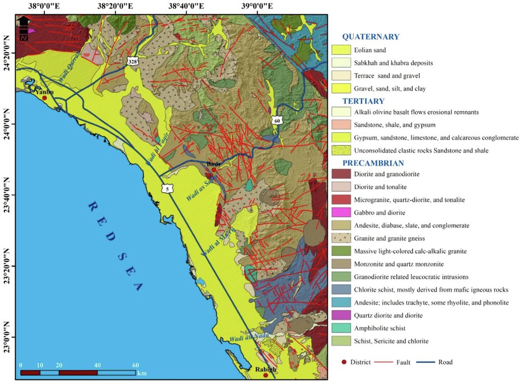 Geologic map of the study area (modified after Monnier and Guilcher, 1993).