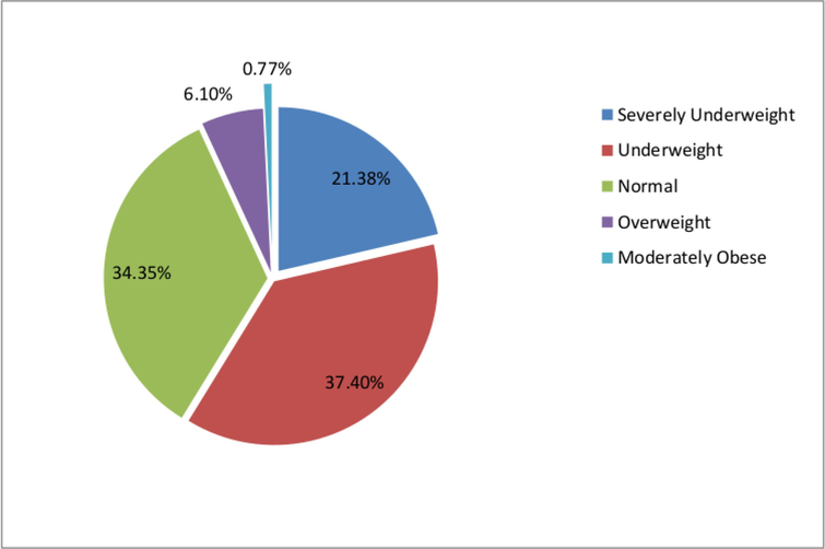 Baseline BMI outcomes among patients.