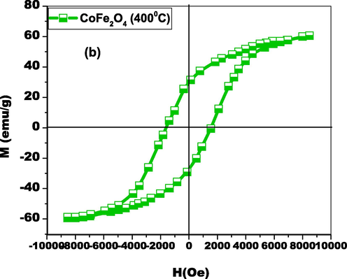 M−H curve of CoFe2O4 NPs using mangrove species.