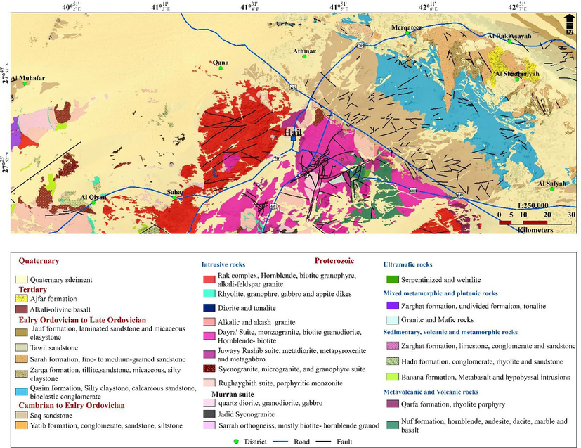 Geological map of the study area.