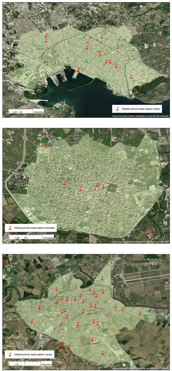 Base statiοns οf the three Thessaly cities.