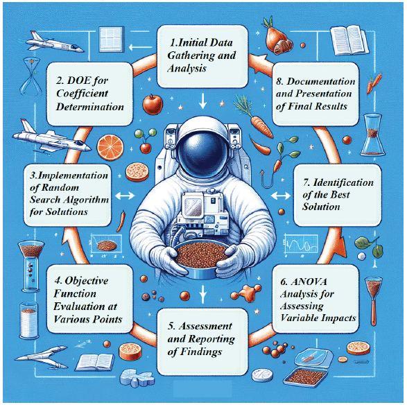 Methodology flowchart for astronaut nutrition optimization study. ANOVA: Analysis of variance.